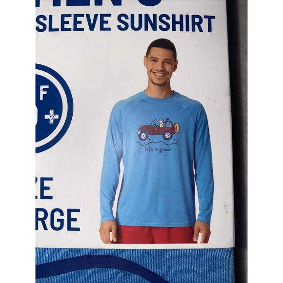 LIFE IS GOOD Rash guard UPF50+ Cycle Surf Swim Long Sleeve Shirt Men XL Jeep New - Picture 2 of 6